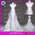 ED Bridal Simple A-line Satin See-through Back A-line Beading Wedding Dresses with Detachable Train Low Back